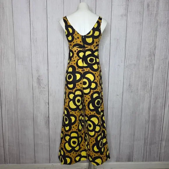 Vintage 60s Miss Elaine Mod Floral Wide Leg Jumpsuit ILGWU USA, sz Small - Picture 4 of 8